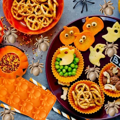 Halloween Spider Silicone Mold for Candy & Cake Decorations, 8 Cavity