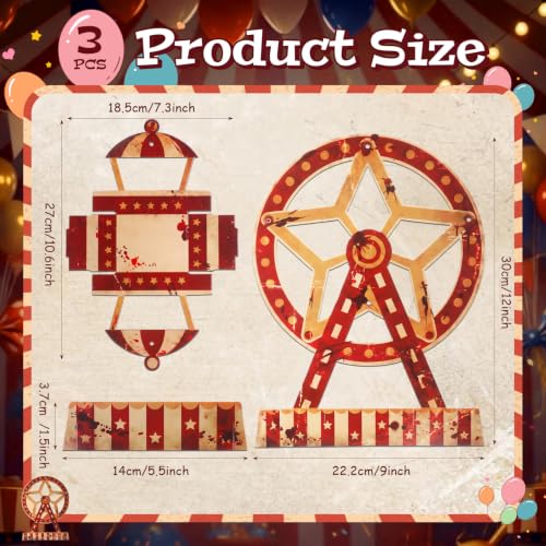 3 Sets Carnival Ferris Wheel Centerpiece Decorations - Retro Party Props