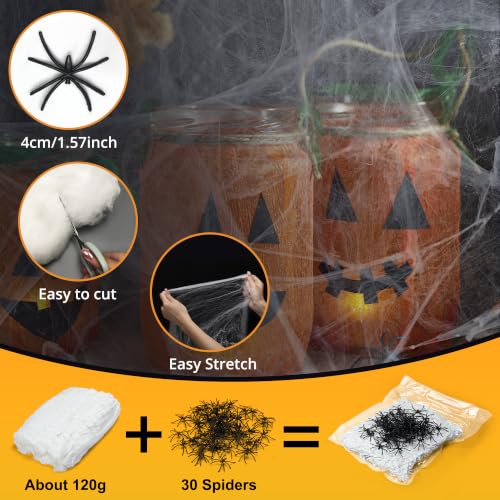 Glow Spider Web Halloween Decorations 500 Sqft with 30 Fake Spiders - Variation of THIS listing
