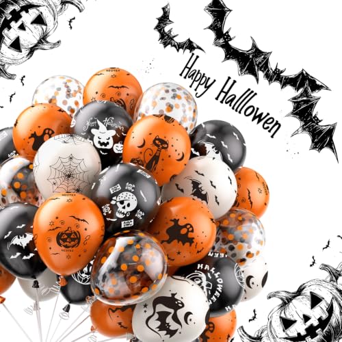 Halloween Balloons Set 65PCS Orange Black White Party Decorations