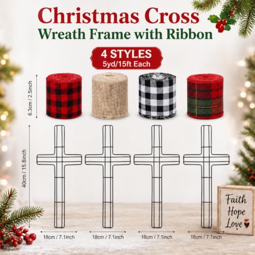 Cross Metal Wreath Frame Set for Easter Holiday Crafts Indoor Outdoor Decorations