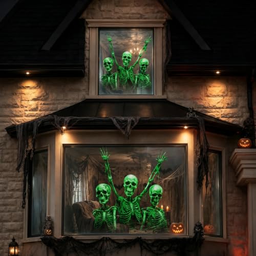 Green Skull Outdoor Halloween Projector Light - Spooky 3D Shadow Decor