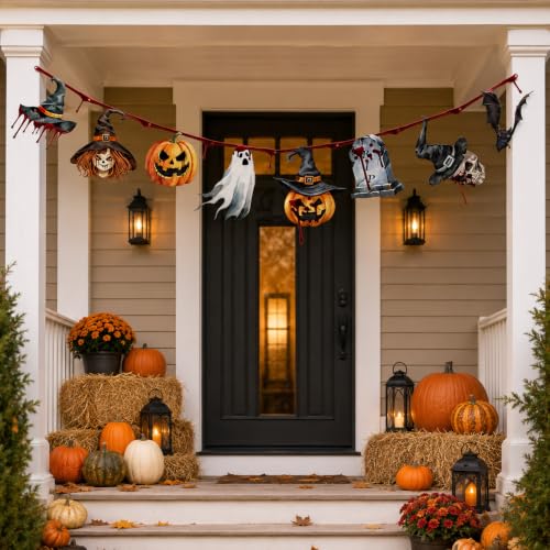 Halloween Decorations Happy Halloween Banner Garland A - Indoor Spooky Party Decor