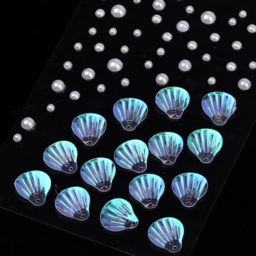 Face Gems Stickers Kit with Pearl & Pink Shells for Makeup & Crafts