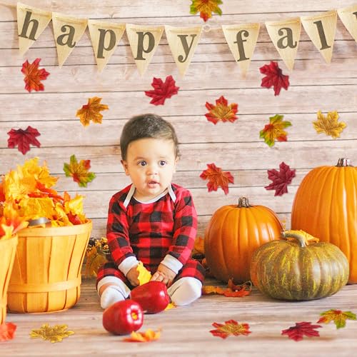 Artificial Maple Leaves Fall Decor Set 320 Pieces for Thanksgiving Halloween Weddings Crafts