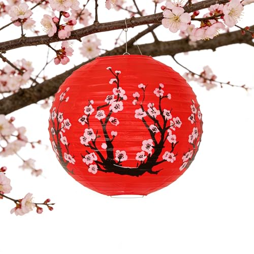 Red Paper Lanterns Set - 6 Pack 12-Inch Hanging Chinese & Japanese Decor for Festivals