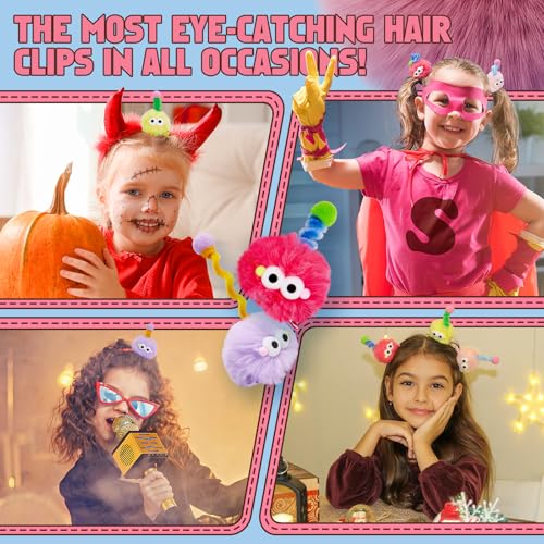 Cartoon Crazy Hair Day Accessories for Girls - Fun Hair Clips Set