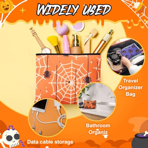 Halloween Cosmetic Bags & Keychains Set - Pumpkin Ghost Bat Zombie Design