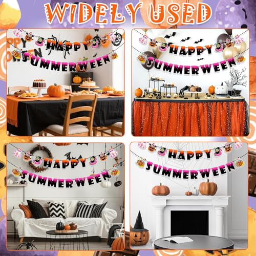 Summerween Banner Halloween Summer Party Decorations Ghost Pumpkin Sign