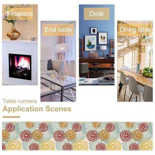 Dahlia Floral Table Runner Red Dahlia - 13x72in Linen Boho Decor