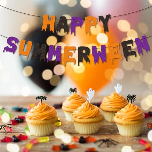 Summerween Banner Set - Glitter Happy Summerween Party Decorations