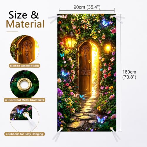Butterfly Door Cover Banner Flower Party Decor for Front Door - Variation 3
