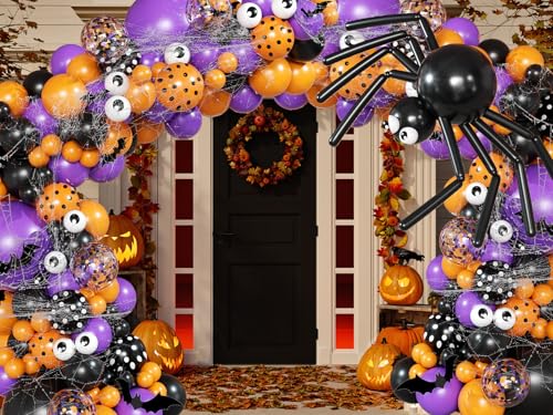 Halloween Balloon Arch Kit with Bloodshot Eyeballs & Decorations - Indoor Outdoor Party Supplies