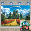 CINRAY 8x6FT Rainbow Floral Castle Backdrop for Baby Shower & Party Decorations