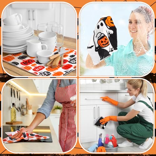 Halloween Ghost Reusable Paper Towels Roll - 36 Bulk Cotton Dish Towels