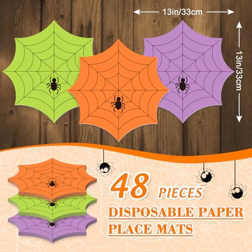 Halloween Paper Placemat Set - Spiderweb Design, 13 Inch, 48 Pack