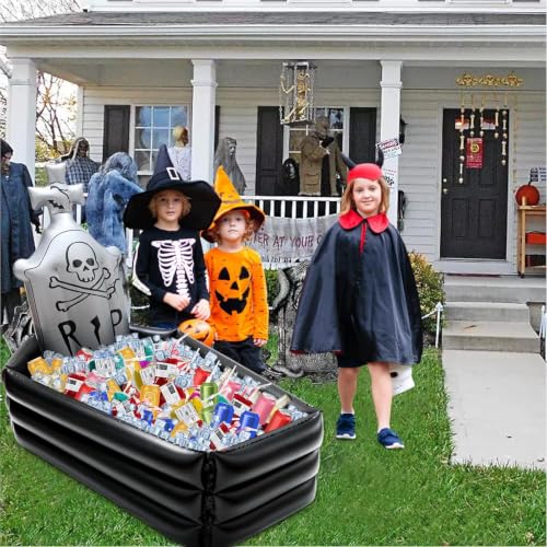 Halloween Inflatable Tombstone Cooler - 44 Inch Party Drink & Candy Holder - Spooky Graveyard Decor