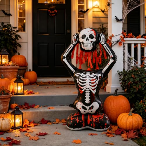 3.5FT Self Standing Bloody Skeleton Balloon Halloween Decor - Indoor Outdoor