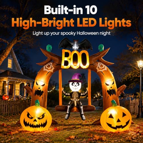 Giant 12FT Halloween Inflatable Boo Archway with LED Lights - Outdoor Yard Decor