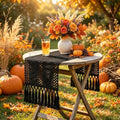 Black Table Runner 36 Inches with Tassels - Halloween & Farmhouse Decor