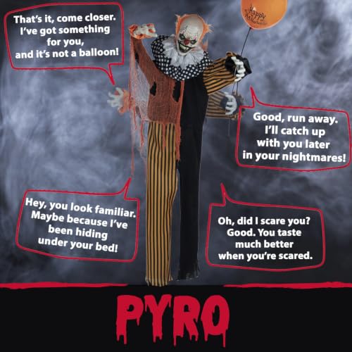 Life-Size Talking Clown Halloween Animatronic - 65 Inch Outdoor Indoor Decoration with Lights & Motion