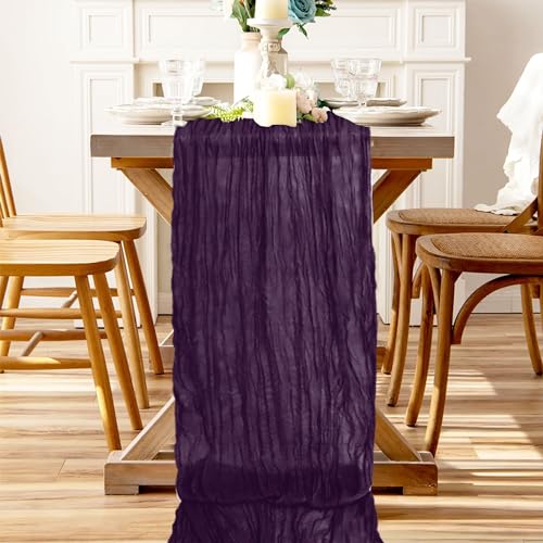 36x10FT Purple Cheesecloth Table Runner 2 Pack for Weddings & Events