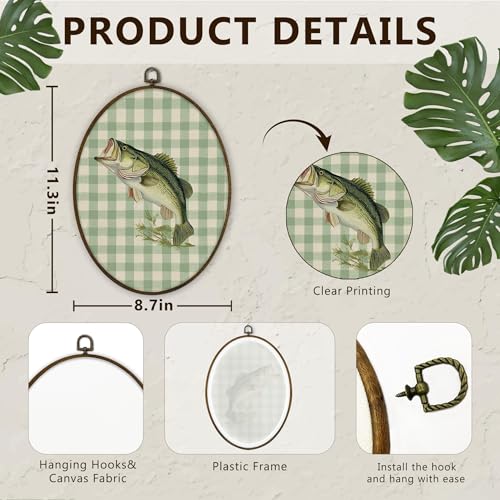 Fish Wall Art - Oval Canvas Frame, Nursery Decor for Kids Room - 11.3"L x 8.7"W - Fish1