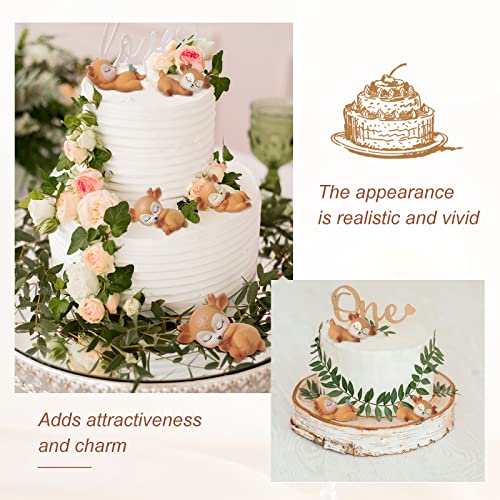 12 Pieces Deer Cake Toppers Set Woodland Animal Figurines for Baby Shower & Birthday