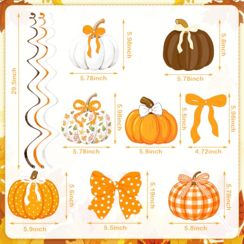 Fall Pumpkin Hanging Swirl Decorations - 20 Pack Autumn Ceiling Streamers