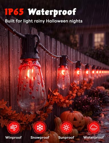 10FT Halloween Flicker Flame String Lights Outdoor - Blood Drop Style, Variation: Flame Blood(ST40)