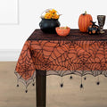 Halloween Lace Tablecloth with Orange Liner - Square 52x52 Inches - Contour Design