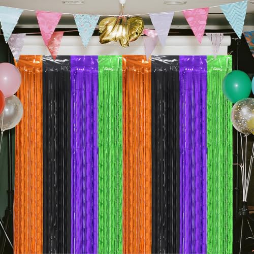 Halloween Foil Fringe Curtains 2 Pack - Large 3.3x6.6ft Party Decoration