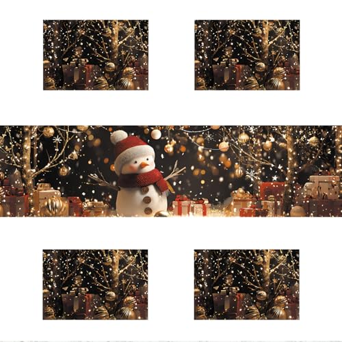 Set of 4 Christmas Snowman and Lights Table Runners & Placemats - Festive Holiday Decor 121