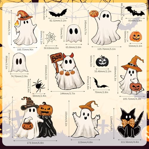 Halloween Refrigerator Magnets 16-Pack Ghost Pumpkin Black Cat Decor Set