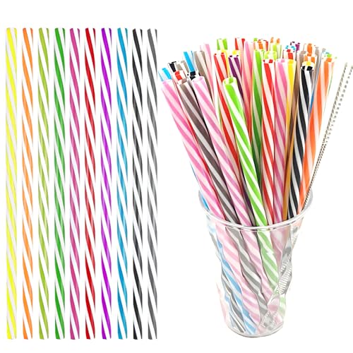 Reusable 9-Inch Stripe Drinking Straws Set for Mason Jars and Tumblers