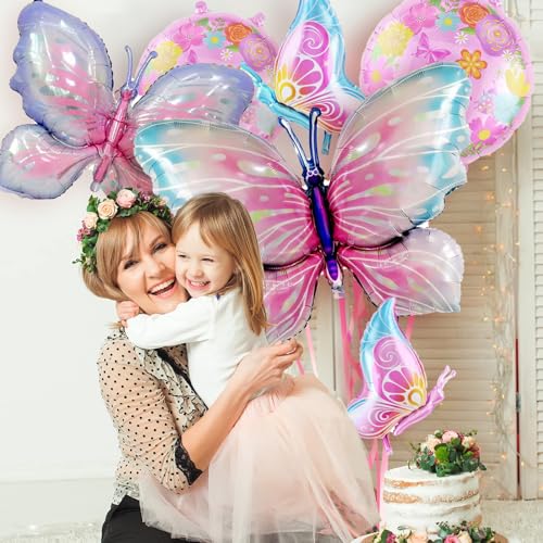 Butterfly Balloons Decorations - Pink & Purple Butterfly Foil Balloons - Variation: Butterfly