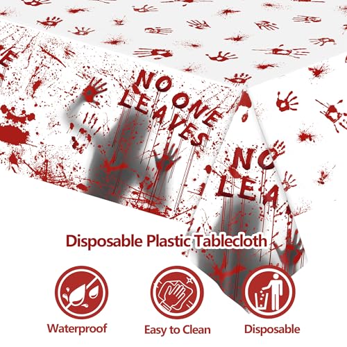 Halloween Bloody Handprint Plastic Tablecloth 54x108 Inch - Bloody Variation
