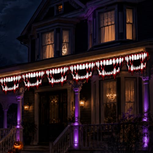 Halloween Monster House Decorations - Creepy Bloody Teeth Banner Set - 8 Pcs, Monster-8Pcs
