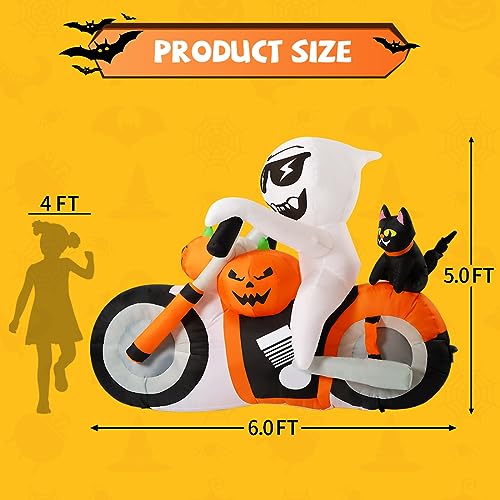 6 Ft Halloween Inflatable Ghost with Pumpkin and LED Lights Outdoor Yard Decor