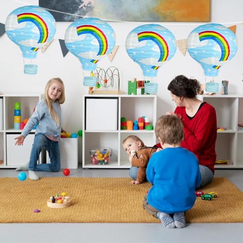 Hot Air Balloon Decorations Classroom Decor with Ceiling Hooks - Blue, 3 Pack