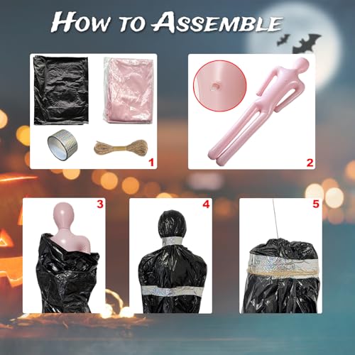Halloween Hanging Dead Body Prop - 60 Inch Inflatable Corpse for Haunted House & Outdoor Decor