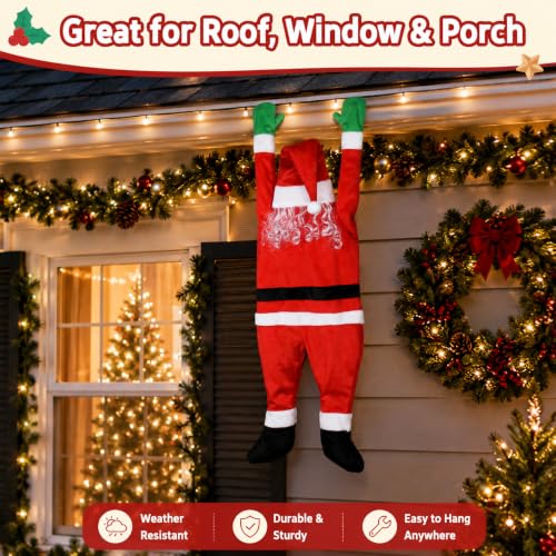 Large Outdoor Hanging Santa Claus Christmas Decor - Life Size Holiday Ornament