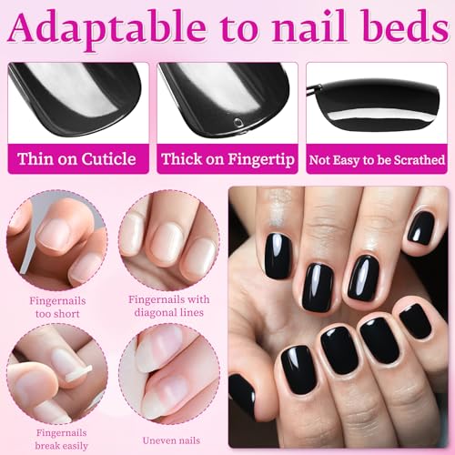 LuckForever Short Square Black Press-On Nails with Tabs - 240 Pack