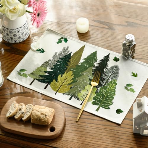 12x18 Inch Rectangular Placemats Set of 4 - Spring Leaves Table Decor