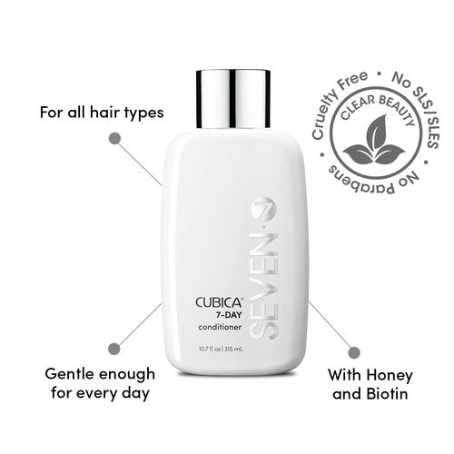 SEVEN Haircare Cubica 7-DAY Conditioner for Women + Men, Detangle and Moisturize Hair, Sulfate + Paraben Free, Cruelty Free with Honey, Shea Butter & Pro Vitamin B5, Made in USA, 10.7 oz