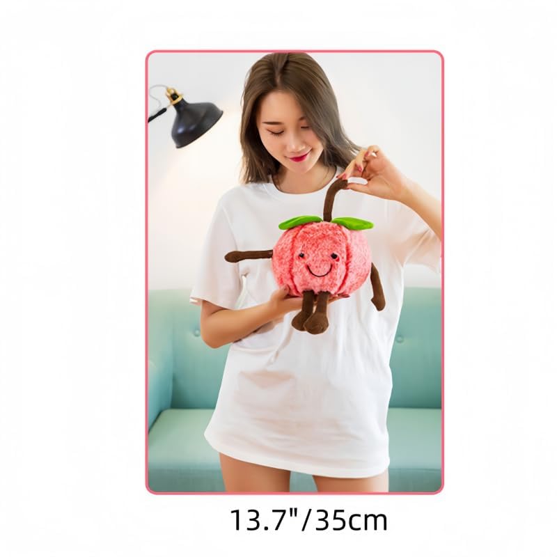 Cute Watermelon Plush Toy - Cherry Variation, Soft Stuffed Fruit Pillow, 13.7 Inch Gift for Kids