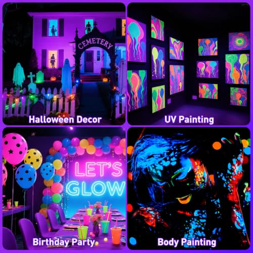 Rechargeable LED Black Lights - 2 Pack Portable Blacklight with 2 Modes