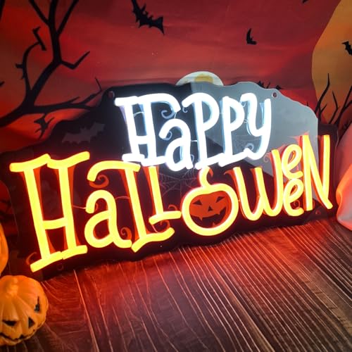 Halloween Neon Sign Dimmable LED Wall Decor - Pumpkin & Trick or Treat - SZ-happyhalloween-print2