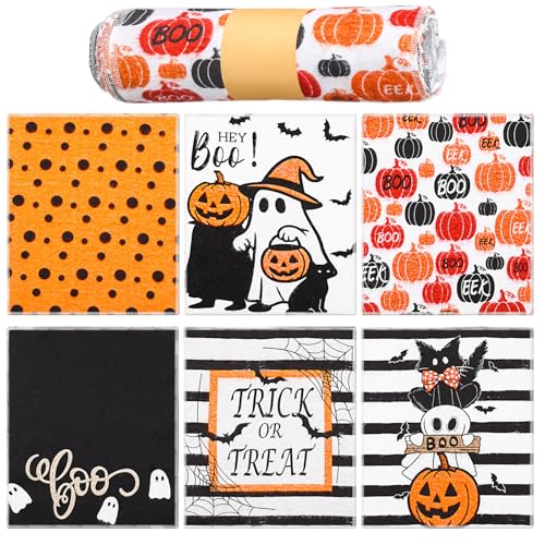 Halloween Ghost Reusable Paper Towels Roll - 36 Bulk Cotton Dish Towels