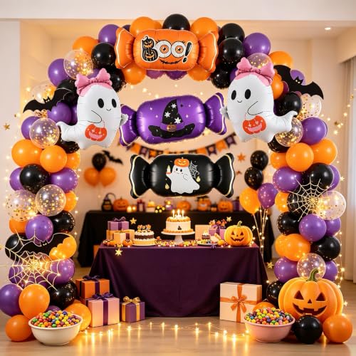 Halloween Foil Balloon Set - Ghost & Candy Shape Party Decorations 5 Pack